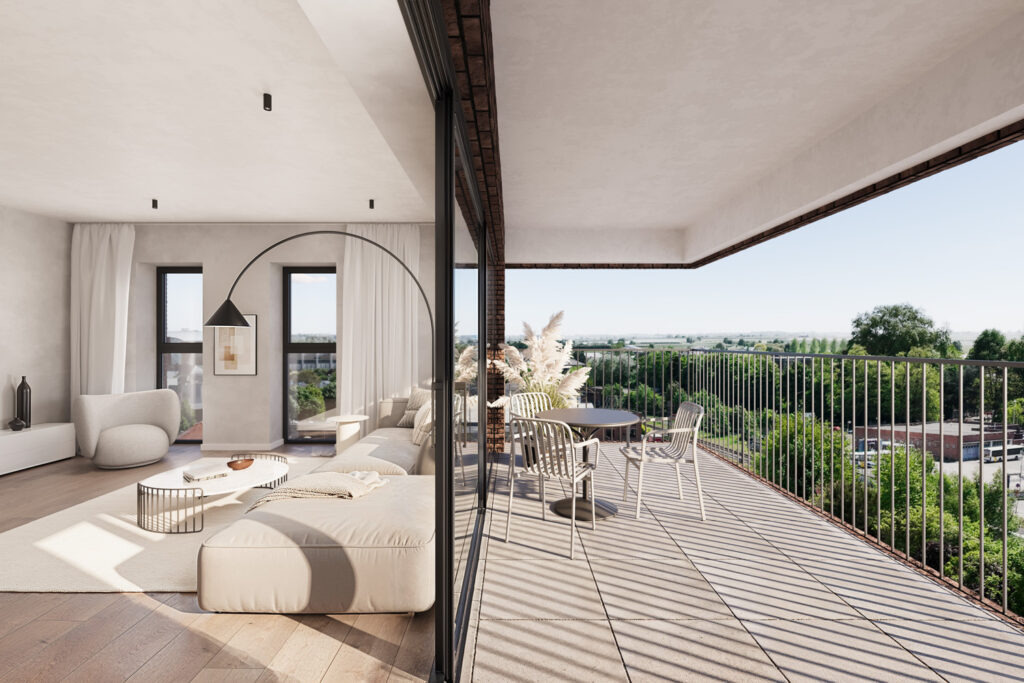 Interieur en balkon van het appartement te koop